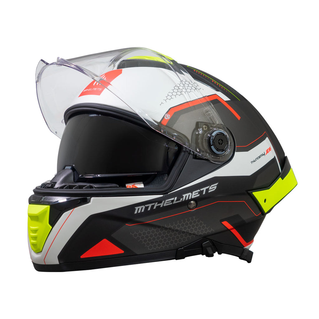 Casco MT Helmets Thunder 4 SV Jerk D3 Amarillo Fluor Perla + Pinlock Incluido