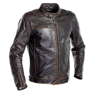 Chaqueta cuero moto hombre café