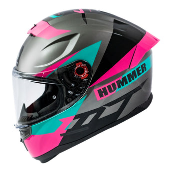 Casco de Moto MT Helmets Hummer Quo C9 Rosa Brillo + Pantalla Dark