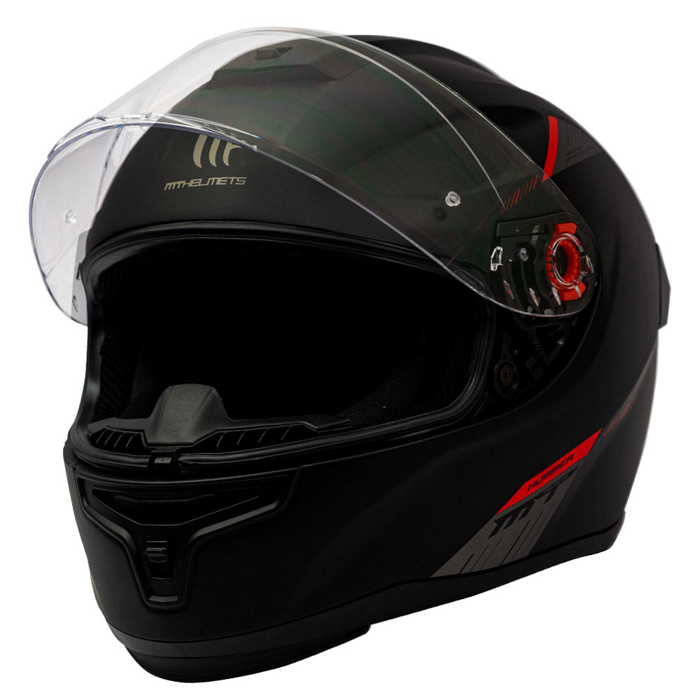 Casco de Moto MT Helmets Hummer Solid A1 Negro Mate + Pantalla